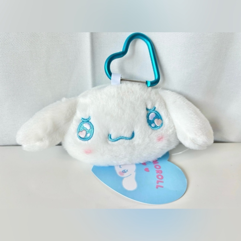 Cinnamoroll Sanrio Emo Heart Eyes Plush Coinpurse Keychain Bag Charm NWT
